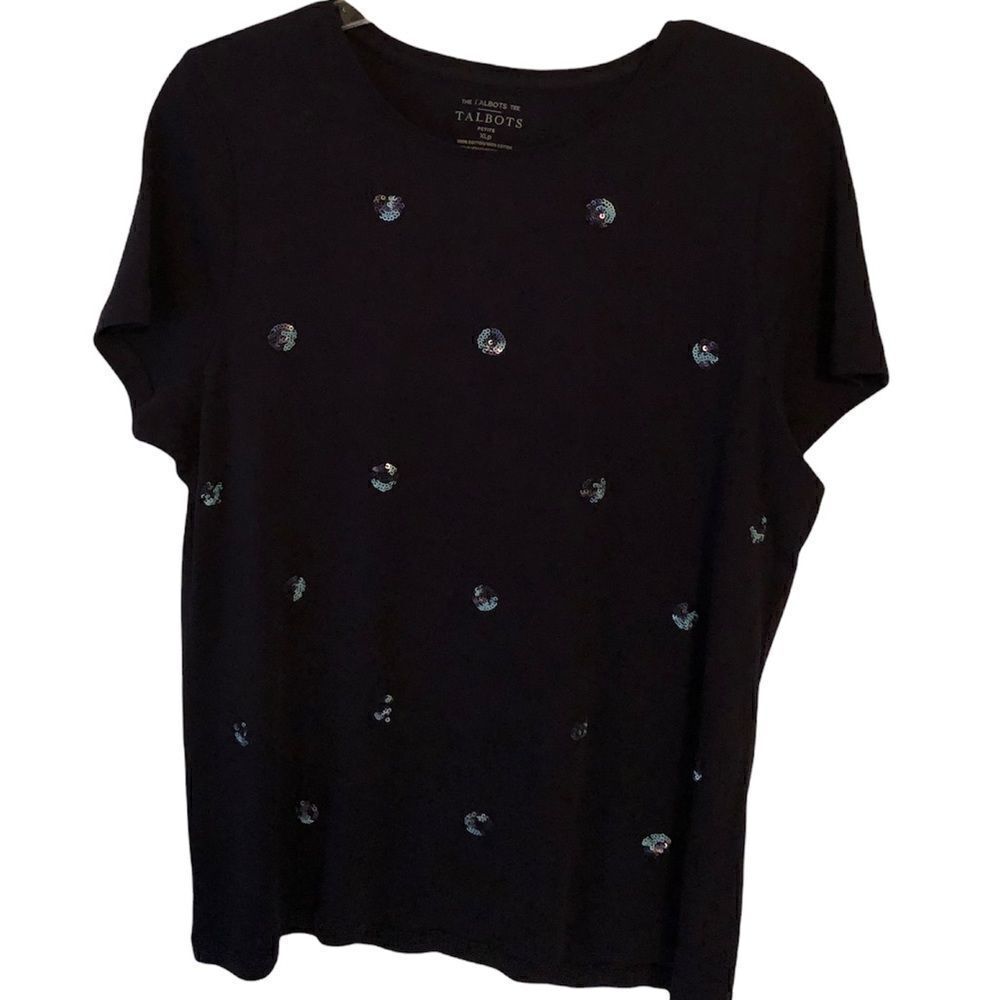 Talbots Sequined Short Sleeve Top
